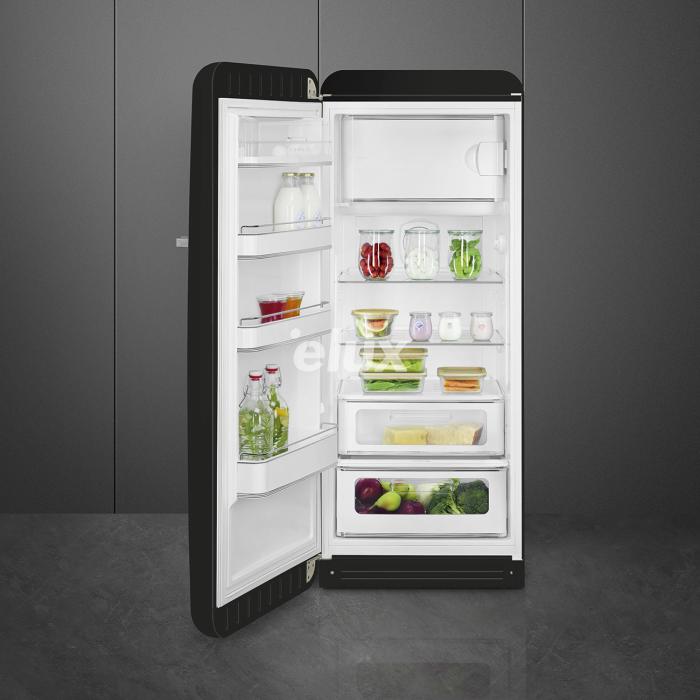 Külmik Smeg, 50-ndate stiil, 153 cm, 244/26 l, 35 dB, mehaaniline juhtimine, must