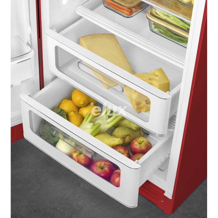 Külmik Smeg, 50-ndate stiil, 153 cm, 244/26 l, 35 dB, mehaaniline juhtimine, punane