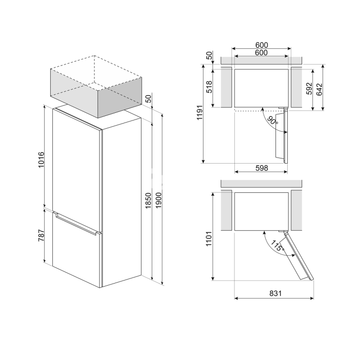 Külmik Smeg 185 cm, 204/96 l, 38 dB, elektrooniline juhtimine, NoForst, valge