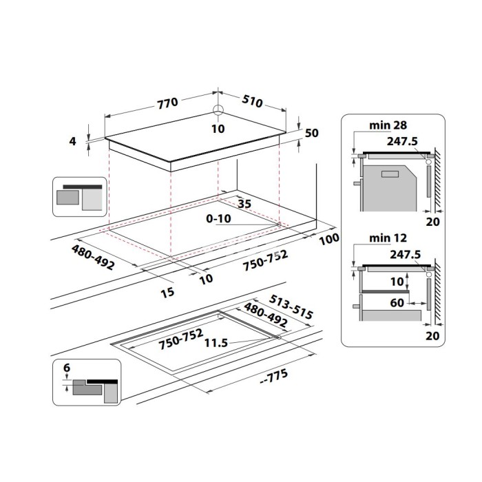 Pliidiplaat Whirlpool, 4 x induktsioon, flexi tsoon, 6 sense, 77 cm, must