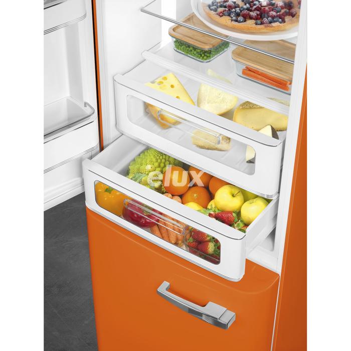 Külmik Smeg, 50-ndate stiil, 196 cm, 234/97 l, 35 dB, elektrooniline juhtimine, NoFrost, oranž