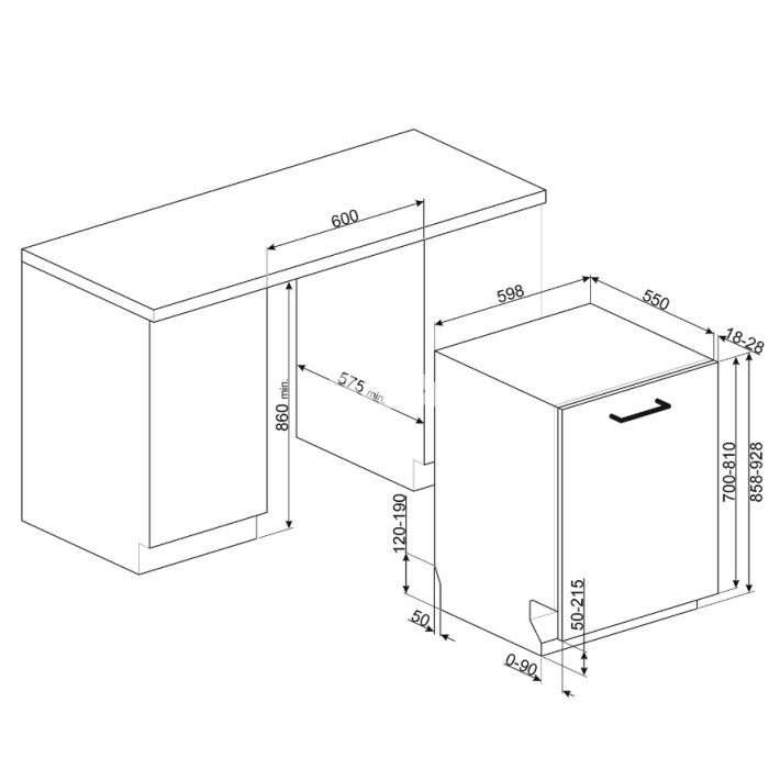 Nõudepesumasin Smeg, integreeritav, 3 korvi, A, 60 cm, 42 dB