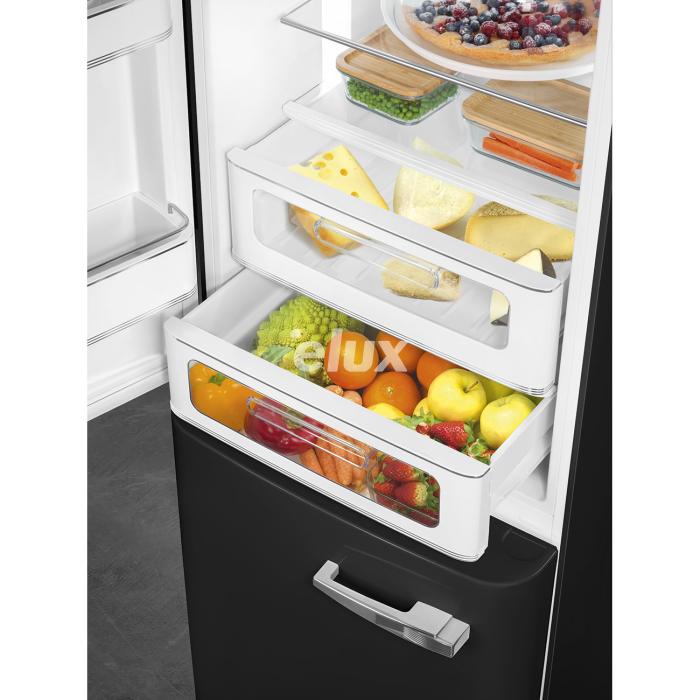 Külmik Smeg, 50-ndate stiil, 196 cm, 234/97 l, 35 dB, elektrooniline juhtimine, NoFrost, must