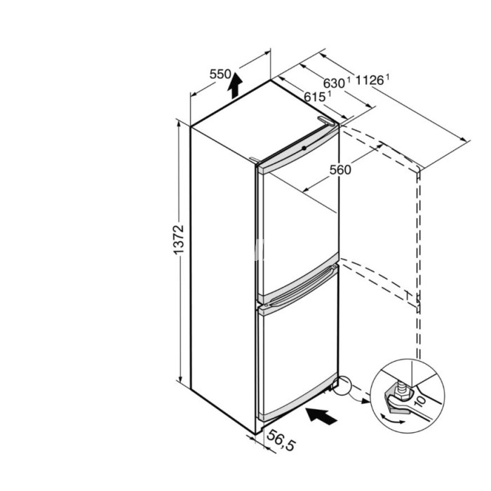 Külmik Liebherr, 137 cm, 157/54 l, 38 dB, LowFrost, hõbedane