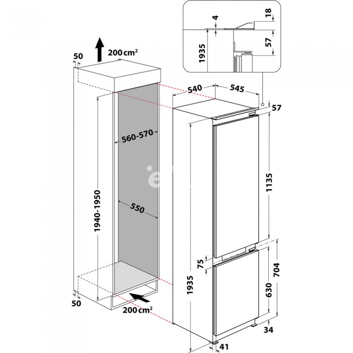 Külmik Whirlpool, integreeritav, 194 cm, 212/68 l, 32 dB, elektrooniline juhtimine, NoFrost, valge