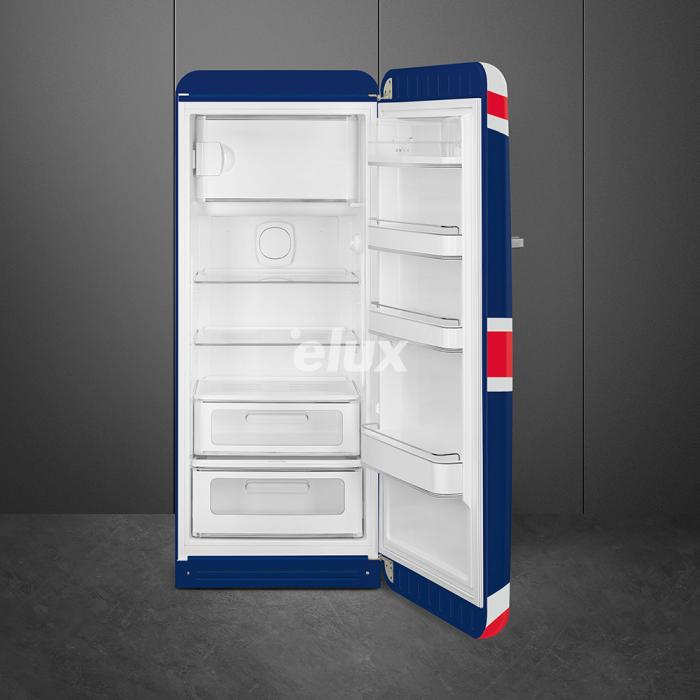 Külmik Smeg, 50-ndate stiil, 153 cm, 244/26 l, 35 dB, mehaaniline juhtimine, Union Jack