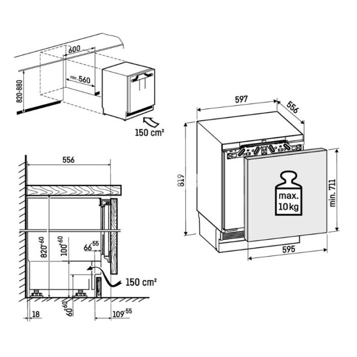 Külmik Liebherr, integreeritav, 82-88 cm, 92/14 l, 34 dB, valge
