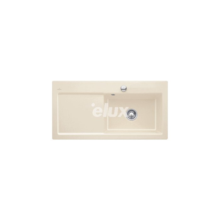 Valamu Villeroy&Boch, Subway 60 XL Flat, 100 cm, tasapaigaldatav, nupuga, keraamiline, Ivory