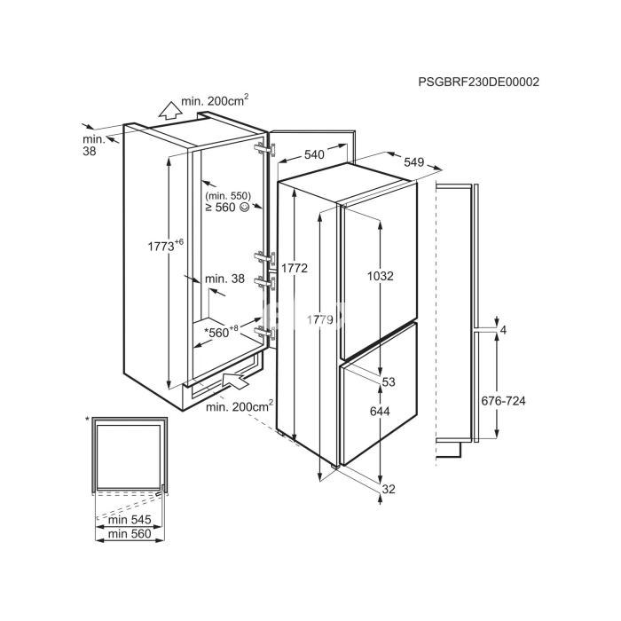 Külmik Electrolux, integreeritav, 177,2 cm, 192/61 l, 35 dB NoFrost, valge