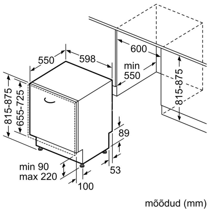 Nõudepesumasin Bosch, integreeritav, 60 cm, 46 dB