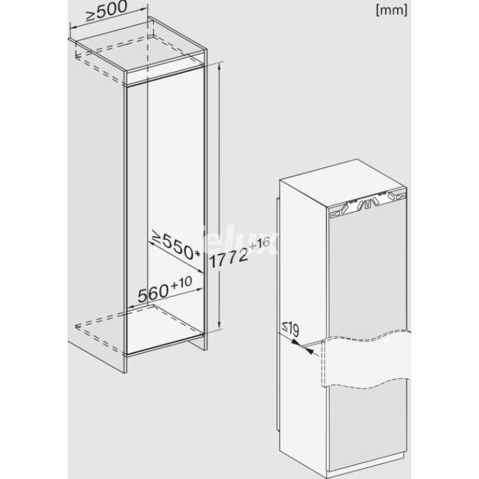 Jahekapp Miele K 7747 D, integreeritav, 177 cm, 33 dB, 294 l, valge