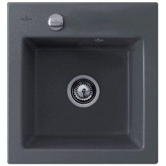 Valamu Villeroy&Boch, Subway XS Flat, 44 cm, tasapaigaldatav, nupuga, keraamiline, Graphite