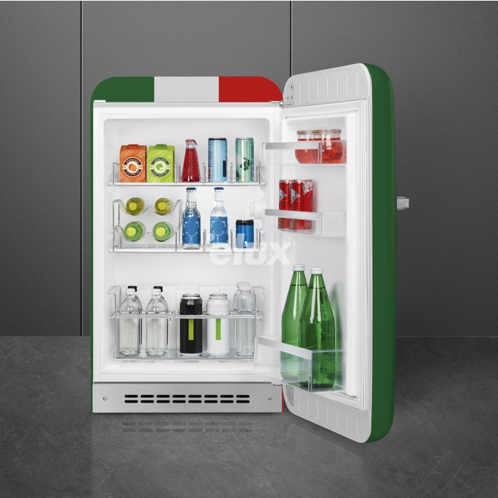 Minibaar Smeg, 50-ndate stiil, 97 cm, 135 l, 35 dB, mehaaniline juhtimine, parem, Itaalia lipuvärvid