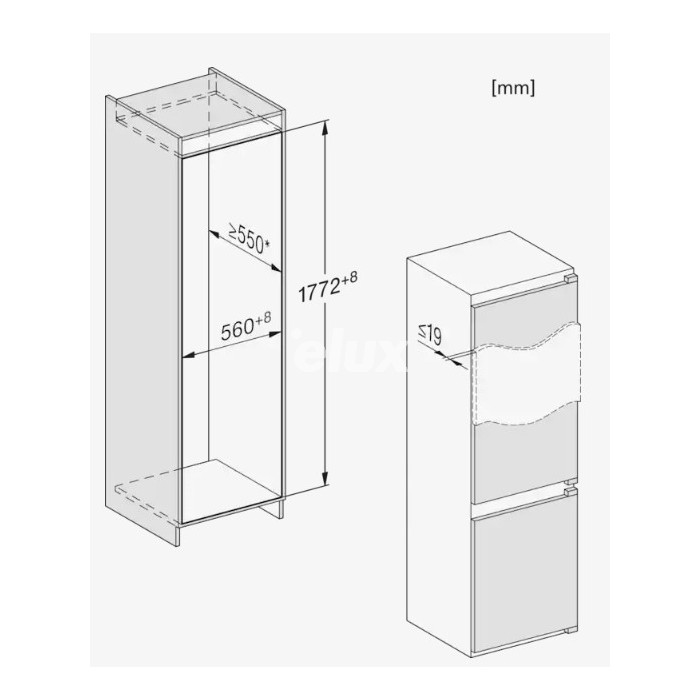 Külmik Miele KDN 7724 E, integreeritav, 177 cm, 184/76 l, NoFrost, 35 dB, valge