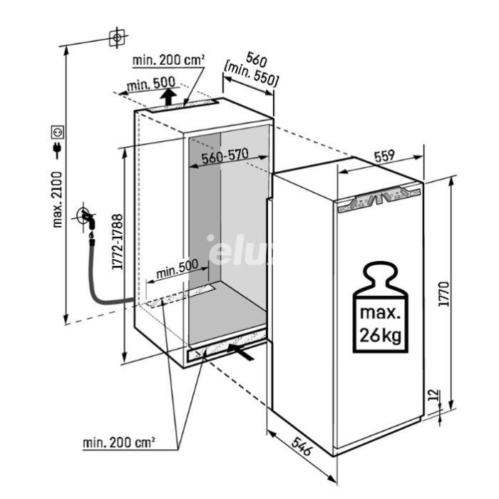 Jahekapp Liebherr, 178 cm, 296 l, integreeritav, 32 dB, elektrooniline juhtimine