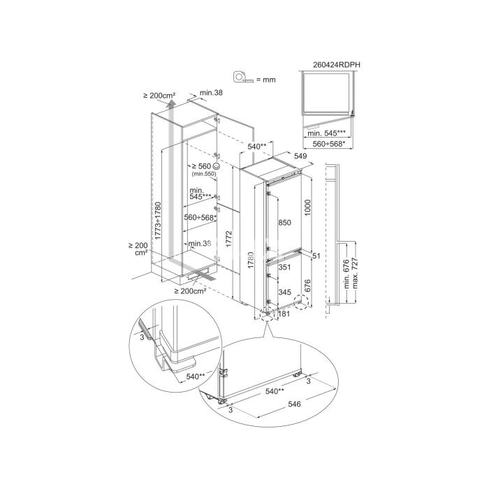 Külmik Electrolux, integreeritav, 177,2 cm, 186/62 l, 35 dB NoFrost, valge