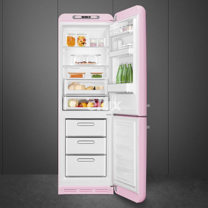 Külmik Smeg, 50-ndate stiil, 196 cm, 234/97 l, 35 dB, elektrooniline juhtimine, NoFrost, pastellroosa