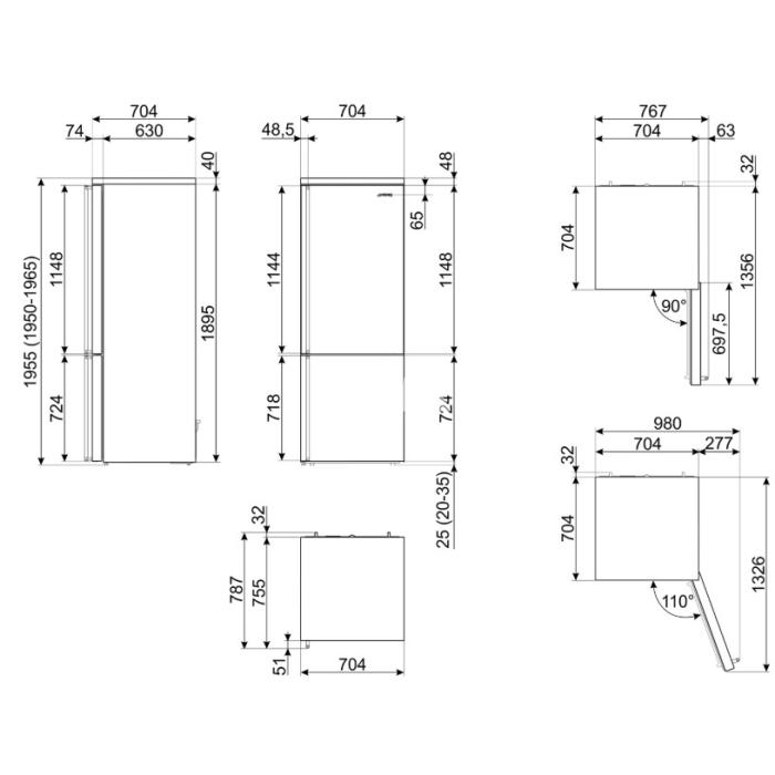 Külmik Smeg 196 cm, 344/137 l, 36 dB, elektrooniline juhtimine, NoForst, rv-teras