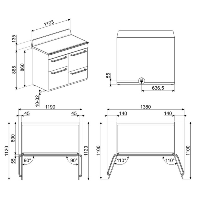 Elektripliit Smeg Victoria, 5 x induktsioon, 3x elektriahi, aurupuhastus, 110 cm, hall