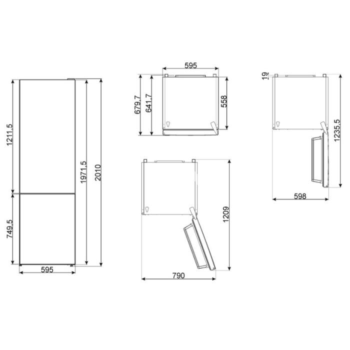 Külmik Smeg 201 cm, 266/101 l, 39 dB, elektrooniline juhtimine, NoForst, marmor