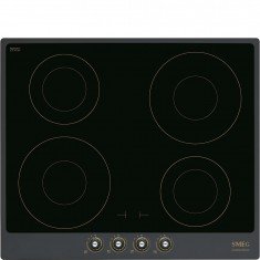 Pliidiplaat Smeg Cortina, 4 x induktsioon, 60 cm, antratsiit/messing