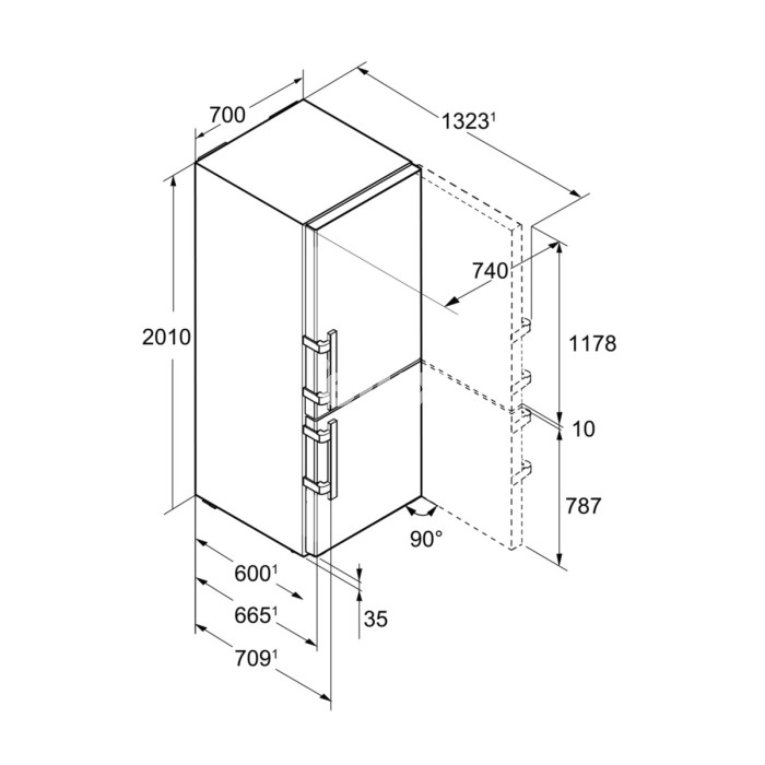Külmik Liebherr, 201 cm, 281/112 l, 35 dB, NoFrost, rv-teras