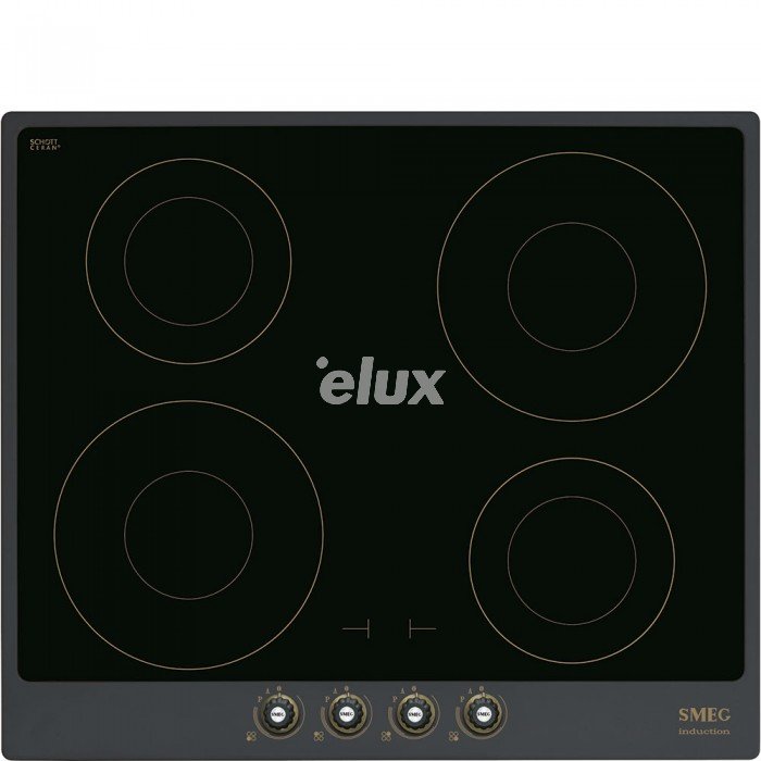 Pliidiplaat Smeg Cortina, 4 x induktsioon, 60 cm, antratsiit/messing