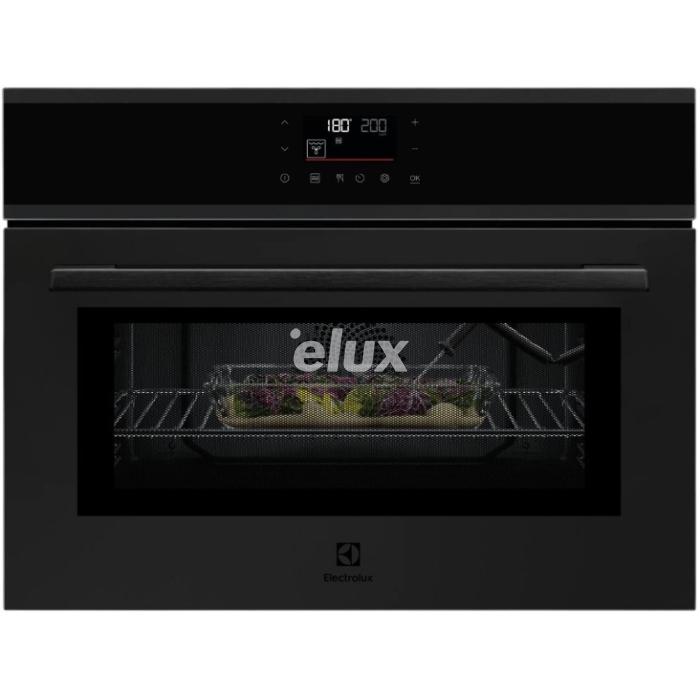 Компактная микроволновая печь Electrolux, высота 45 см, матовый черный цвет.