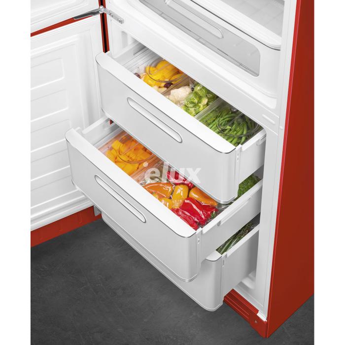 Külmik Smeg, 50-ndate stiil, NoFrost, 196 cm, 234/97 l, 35 dB, elektrooniline juhtimine, punane