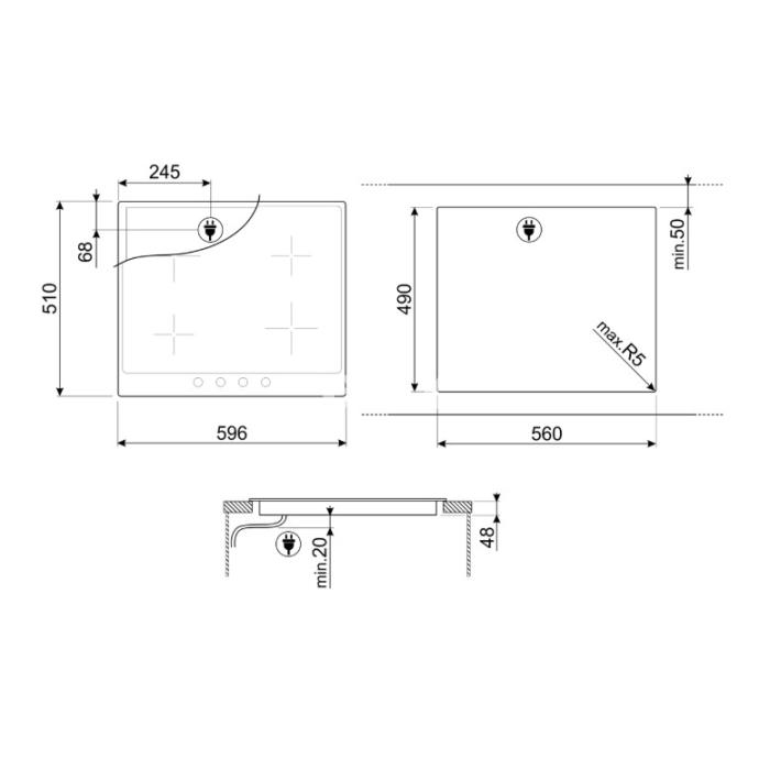 Pliidiplaat Smeg Colonial, 4 x Hilight, 60 cm, must, raam antratsiit