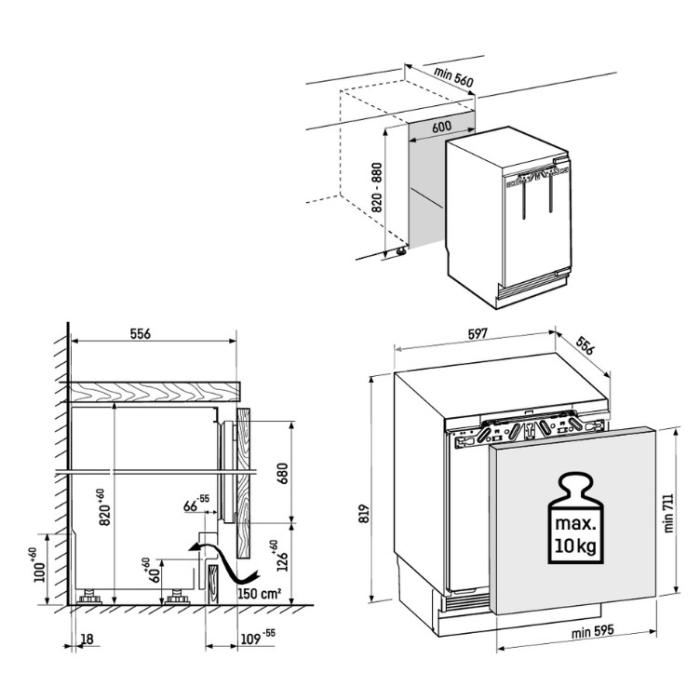 Sügavkülmik Liebherr, integreeritav, 82 cm, 75 l, 32 dB, puutetundlik, NoFrost, valge
