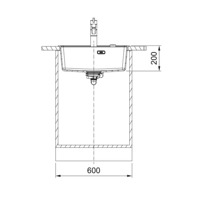Valamu Franke Maris MRG 610-52 A, fragranite, (must pöördnupp), matt must