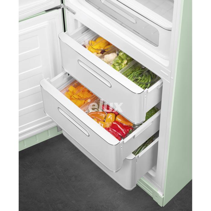 Külmik Smeg, 50-ndate stiil, 196 cm, 234/97 l, 35 dB, elektrooniline juhtimine, NoFrost, pastellroheline
