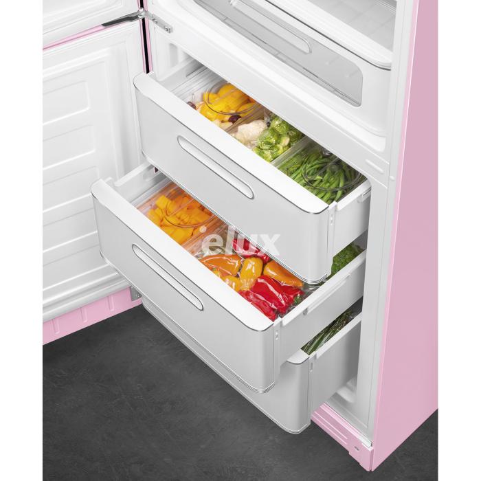 Külmik Smeg, 50-ndate stiil, NoFrost, 196 cm, 234/97 l, 35 dB, elektrooniline juhtimine, pastellroosa