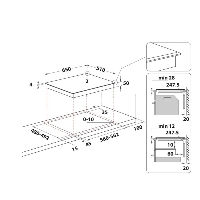 Pliidiplaat Whirlpool, 4 x induktsioon, flexi tsoon, 6 sense, 65 cm, must