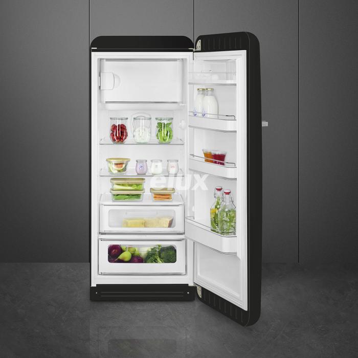 Külmik Smeg, 50-ndate stiil, 153 cm, 244/26 l, 35 dB, mehaaniline juhtimine, must