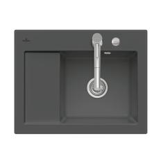 Valamu Villeroy&Boch, Subway 45 Compact, 65 cm, kauss paremal, nupuga, keraamiline, Graphite