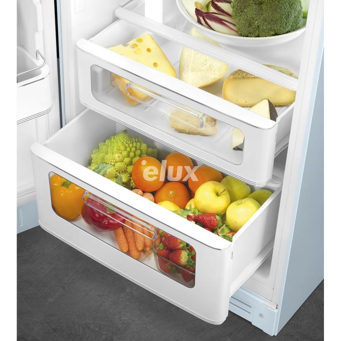 Külmik Smeg, 50-ndate stiil, 172 cm, 222/72 l, 34 dB, mehaaniline, vasak, pastellsinine