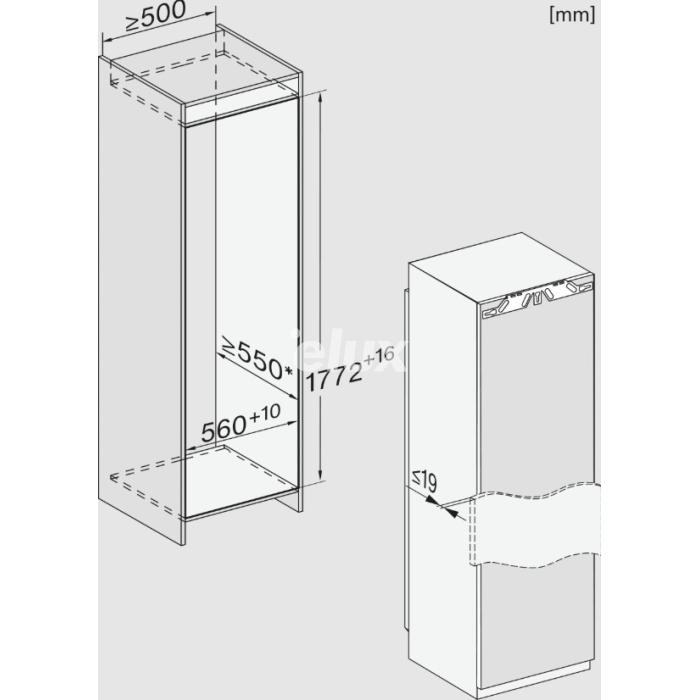 Jahekapp Miele K 7747 C, integreeritav, 177 cm, 32 dB, 294 l, valge