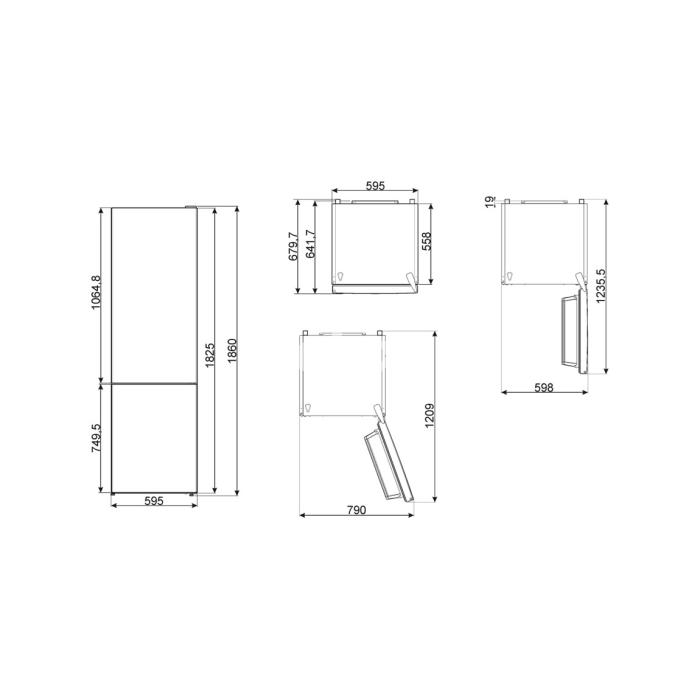Külmik Smeg 186 cm, 230/101 l, 39 dB, elektrooniline juhtimine, NoForst, marmor