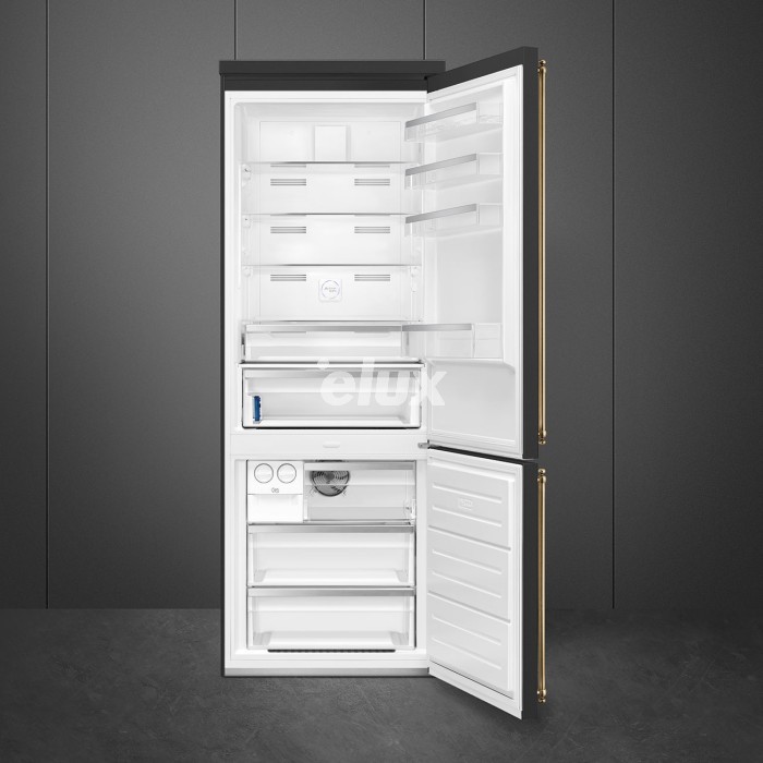 Külmik Smeg Colonial, 195,5 cm, 344/137 l, 42 dB, elektrooniline juhtimine, NoForst, parem, antratsiit/messing