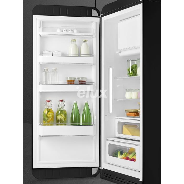 Külmik Smeg, 50-ndate stiil, 153 cm, 244/26 l, 35 dB, mehaaniline juhtimine, must
