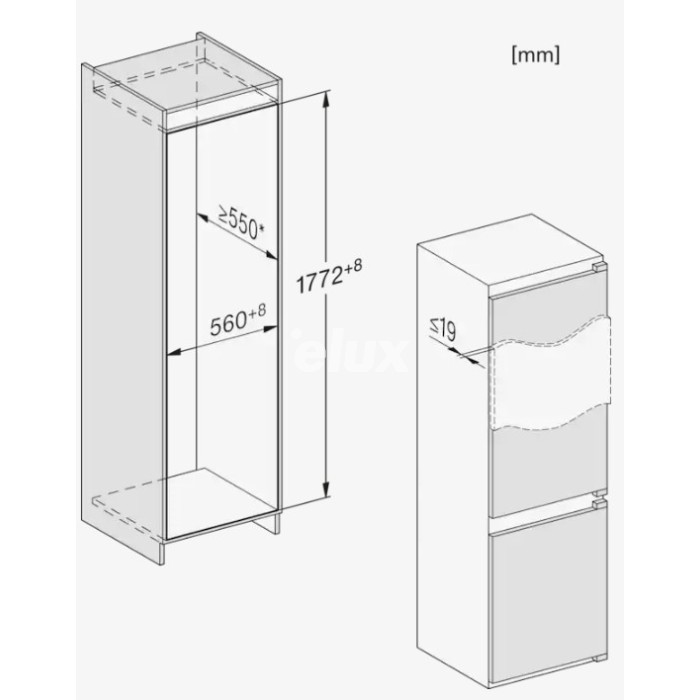 Külmik Miele KDN 7714 E, integreeritav, 177 cm, 184/76 l, NoFrost, 35 dB, valge