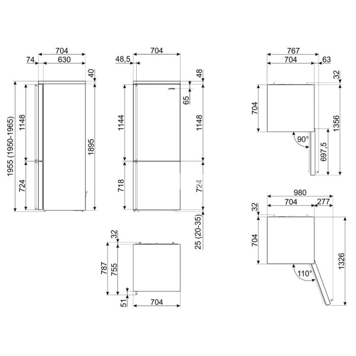 Külmik Smeg Classica, 195 cm, 344/137 l, 41 dB, elektrooniline juhtimine, NoForst, parem, rv-teras
