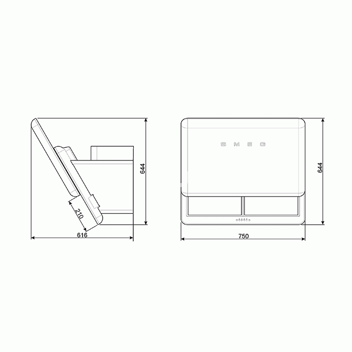 Õhupuhastaja Smeg 50-ndate stiil, Seina, 75 cm, 649m3/h, 67 dB, valge