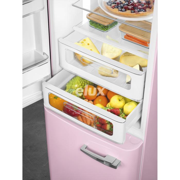 Külmik Smeg, 50-ndate stiil, NoFrost, 196 cm, 234/97 l, 35 dB, elektrooniline juhtimine, pastellroosa