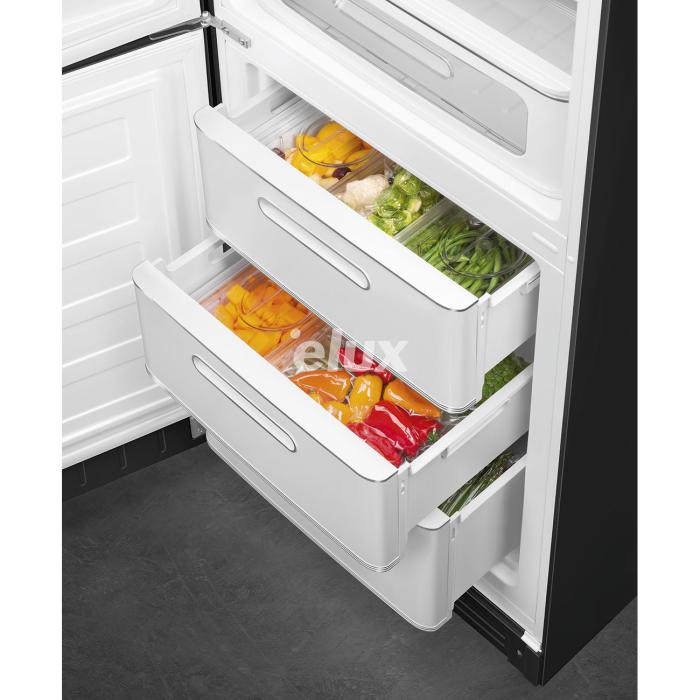 Külmik Smeg, 50-ndate stiil, 196 cm, 234/97 l, 35 dB, elektrooniline juhtimine, NoFrost, must