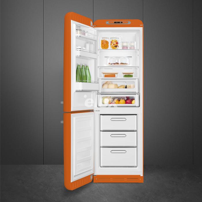 Külmik Smeg, 50-ndate stiil, 196 cm, 234/97 l, 35 dB, elektrooniline juhtimine, NoFrost, oranž