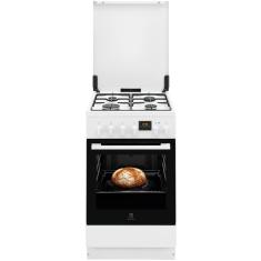 Gaasipliit Electrolux, 50 cm, 4 x gaas, elektriahi, aurupuhastus, valge