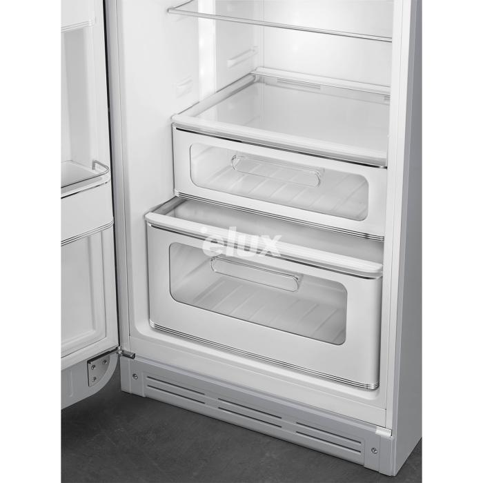 Külmik Smeg, 50-ndate stiil, 172 cm, 222/72 l, 34 dB, vasak, mehaaniline juhtimine, hõbedane